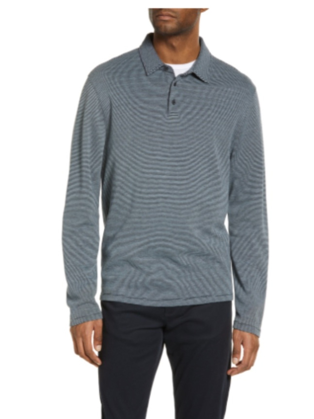 Vince Blue and White Striped Polo Shirt